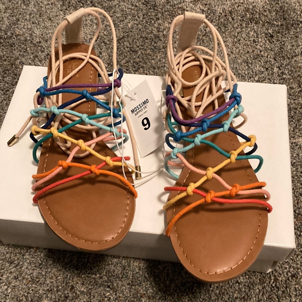 Rainbow ankle tie gladiator sandals-NWT!